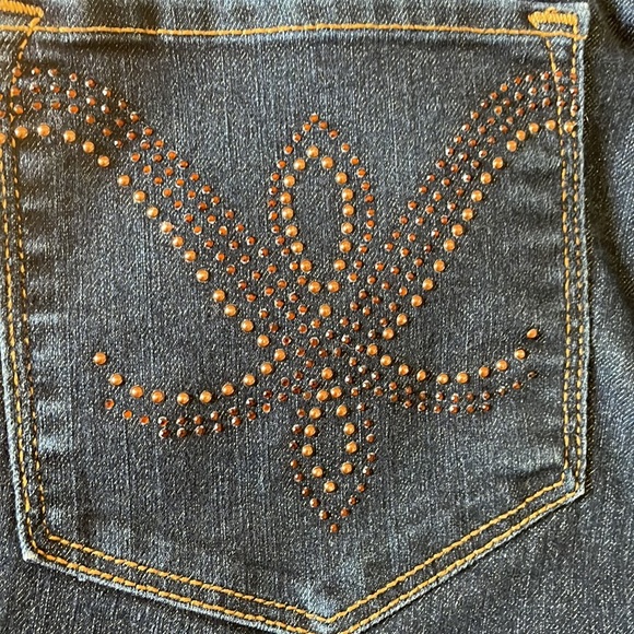 NYDJ dark wash bootcut high rise jeans copper sparkle back pockets - Picture 4 of 5